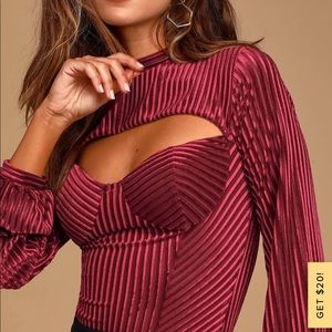 NWT Lulu’s burgundy cutout bodysuit